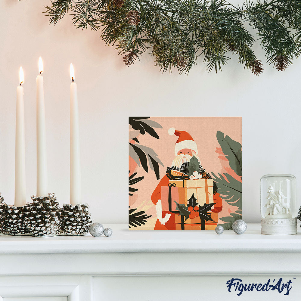 Mini Malen nach Zahlen mit Rahmen 20x20cm Geschenk vom Weihnachtsmann - Kidis Art
