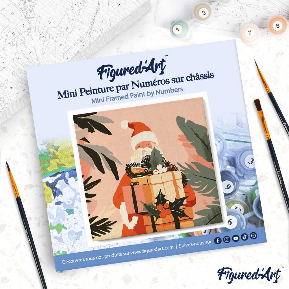 Mini Malen nach Zahlen mit Rahmen 20x20cm Geschenk vom Weihnachtsmann