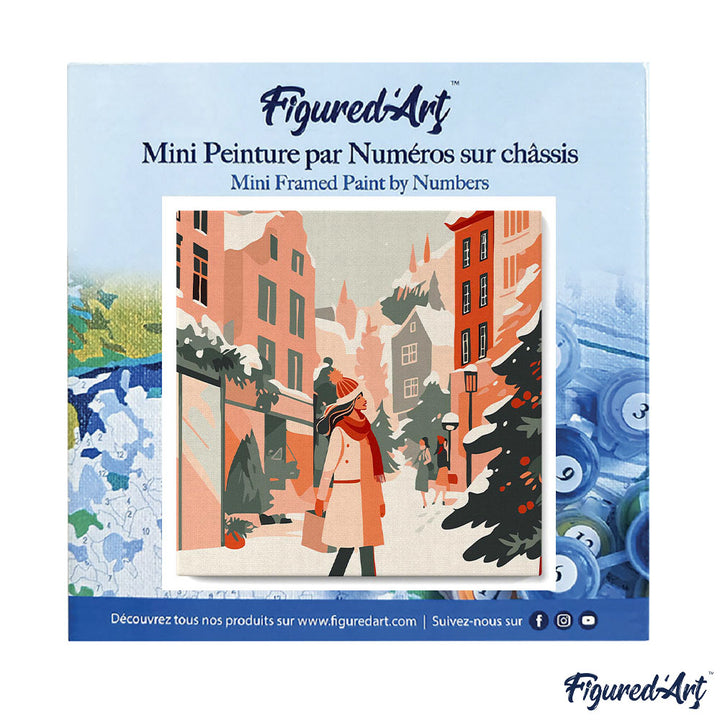 Mini Malen nach Zahlen mit Rahmen 20x20cm Wintereinkäufe