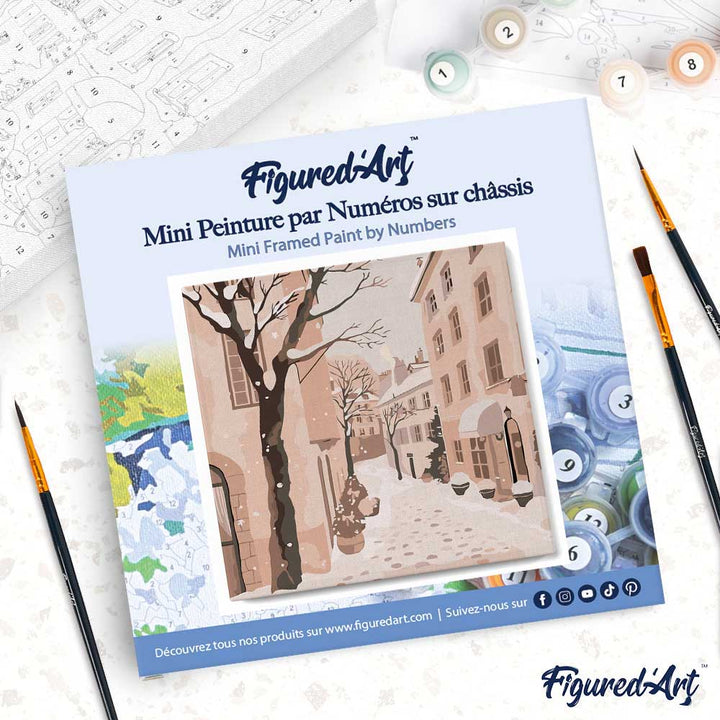 Mini Malen nach Zahlen mit Rahmen 20x20cm Friedliche verschneite Stadt