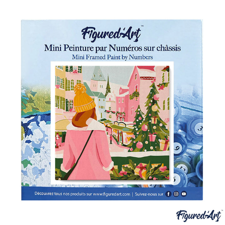 Mini Malen nach Zahlen mit Rahmen 20x20cm Junge Frau auf dem Balkon