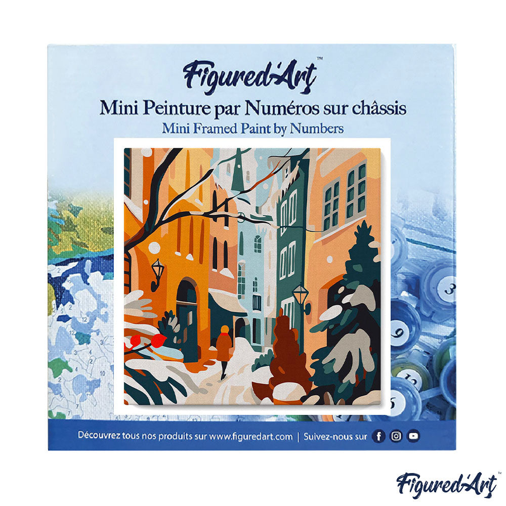 Mini Malen nach Zahlen mit Rahmen 20x20cm Verschneite Allee