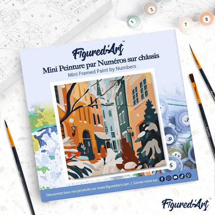 Mini Malen nach Zahlen mit Rahmen 20x20cm Verschneite Allee