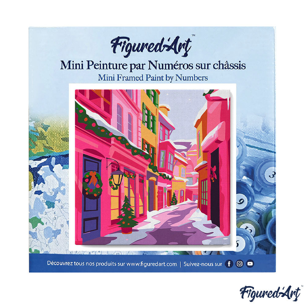 Mini Malen nach Zahlen mit Rahmen 20x20cm Bunte Weihnachtsallee