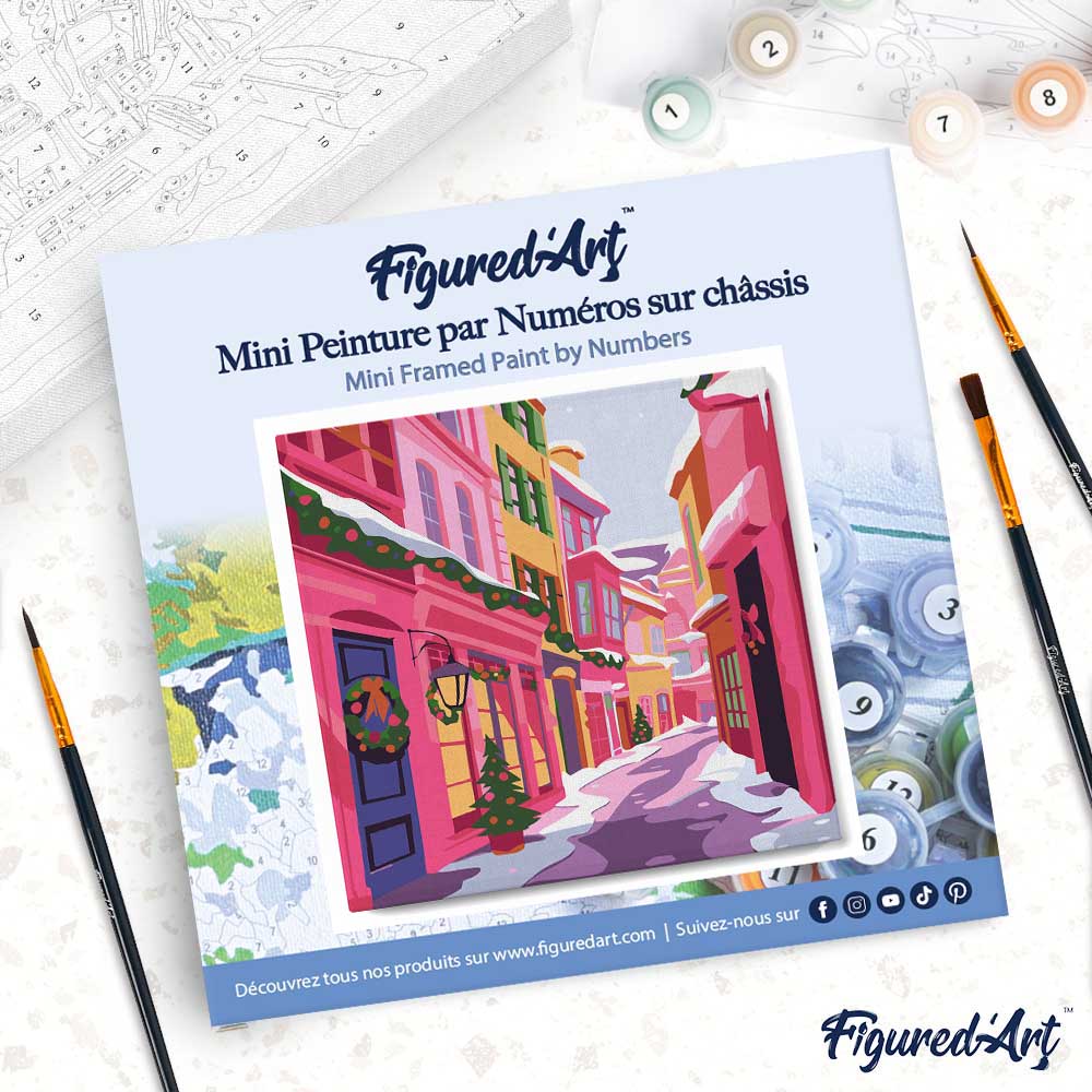 Mini Malen nach Zahlen mit Rahmen 20x20cm Bunte Weihnachtsallee