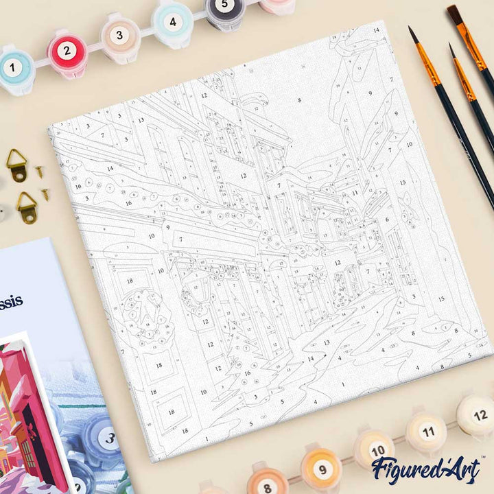 Mini Malen nach Zahlen mit Rahmen 20x20cm Bunte Weihnachtsallee