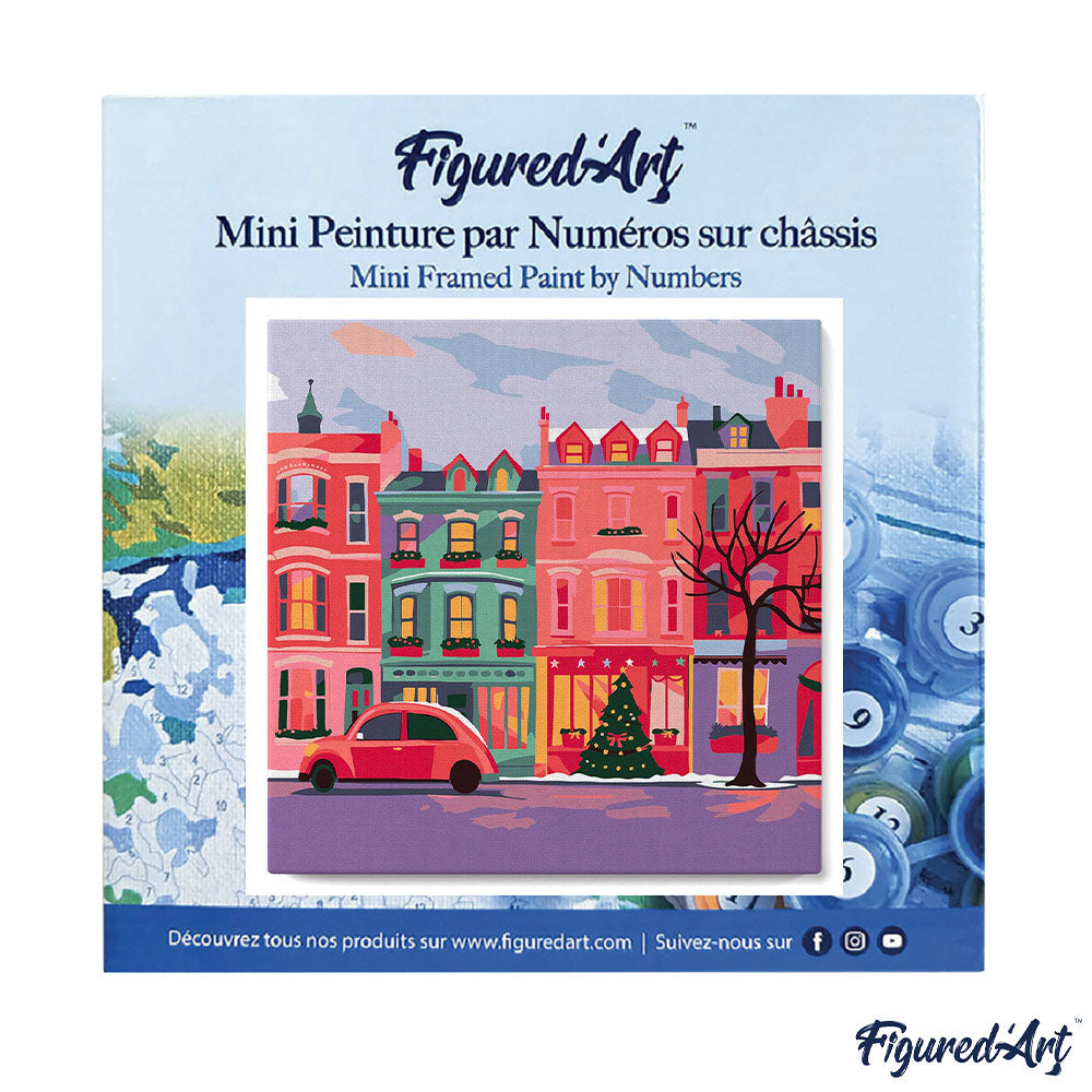 Mini Malen nach Zahlen mit Rahmen 20x20cm Hübsche bunte Weihnachtsstraße