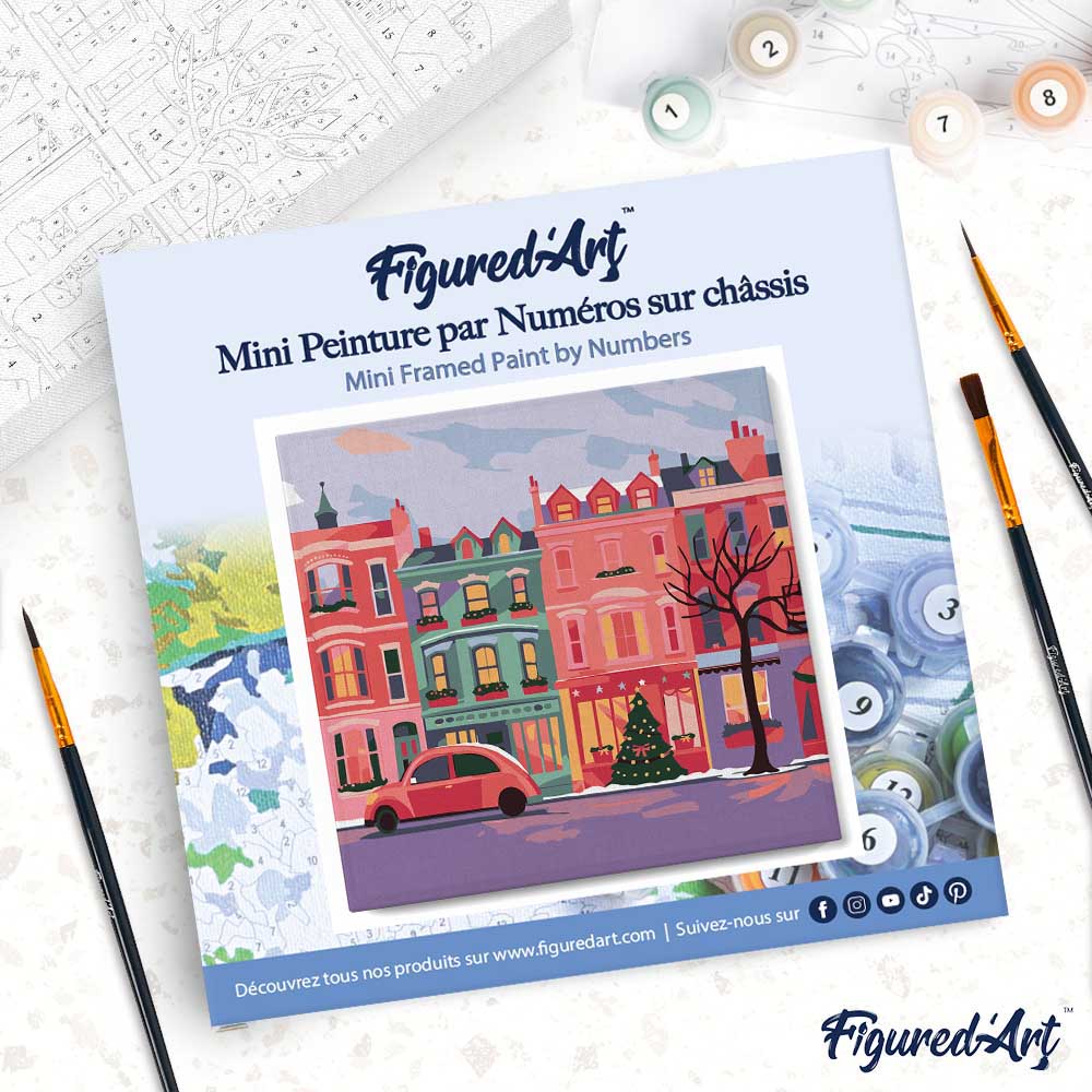 Mini Malen nach Zahlen mit Rahmen 20x20cm Hübsche bunte Weihnachtsstraße
