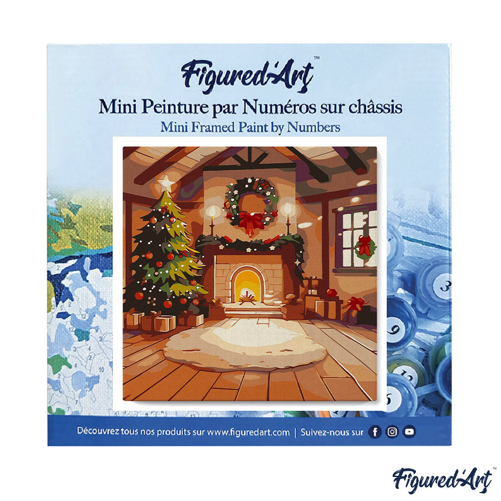 Mini Malen nach Zahlen mit Rahmen 20x20cm Gemütliches Weihnachtsinterieur - Kidis Art