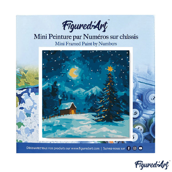 Mini Malen nach Zahlen mit Rahmen 20x20cm Sternennacht zu Weihnachten