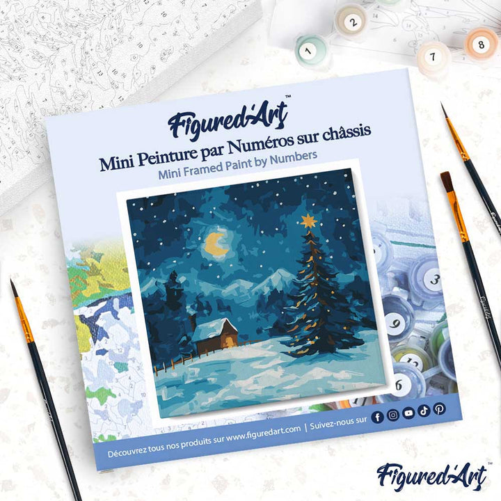 Mini Malen nach Zahlen mit Rahmen 20x20cm Sternennacht zu Weihnachten