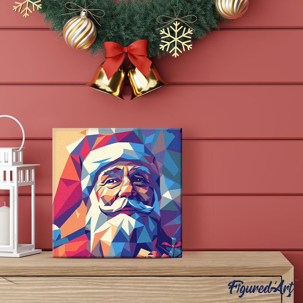 Mini Malen nach Zahlen mit Rahmen 20x20cm Polygonaler Weihnachtsmann - Kidis Art