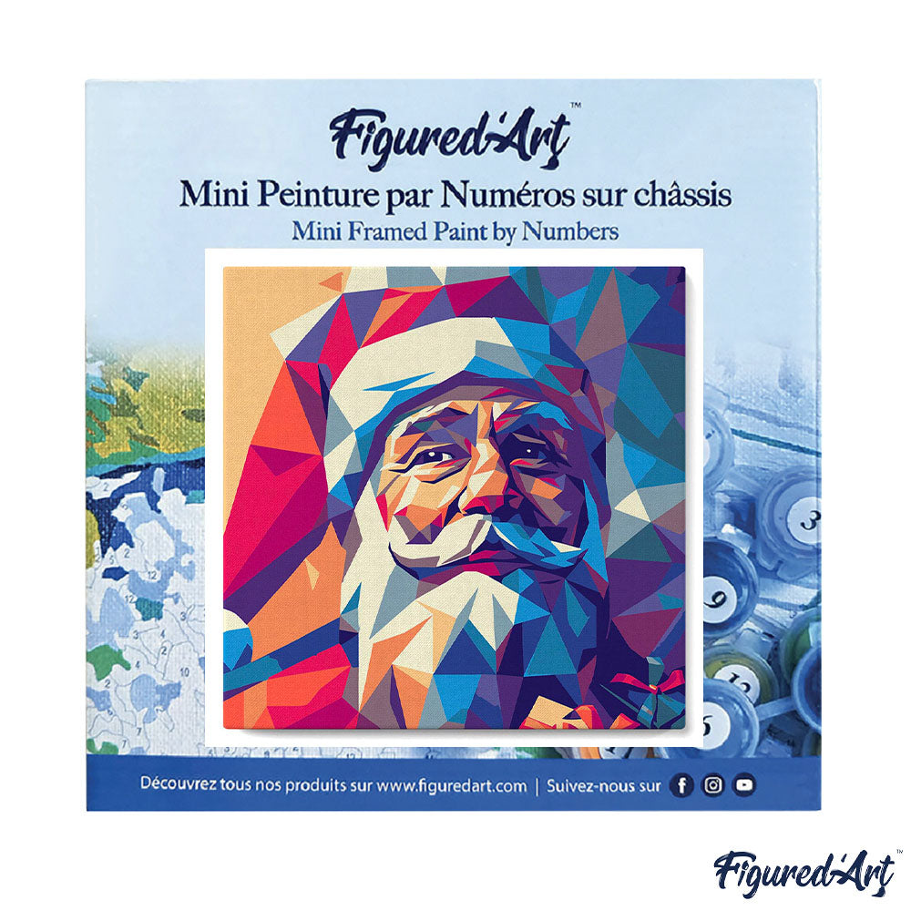 Mini Malen nach Zahlen mit Rahmen 20x20cm Polygonaler Weihnachtsmann - Kidis Art