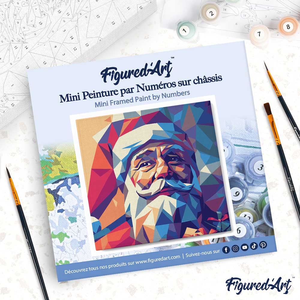 Mini Malen nach Zahlen mit Rahmen 20x20cm Polygonaler Weihnachtsmann