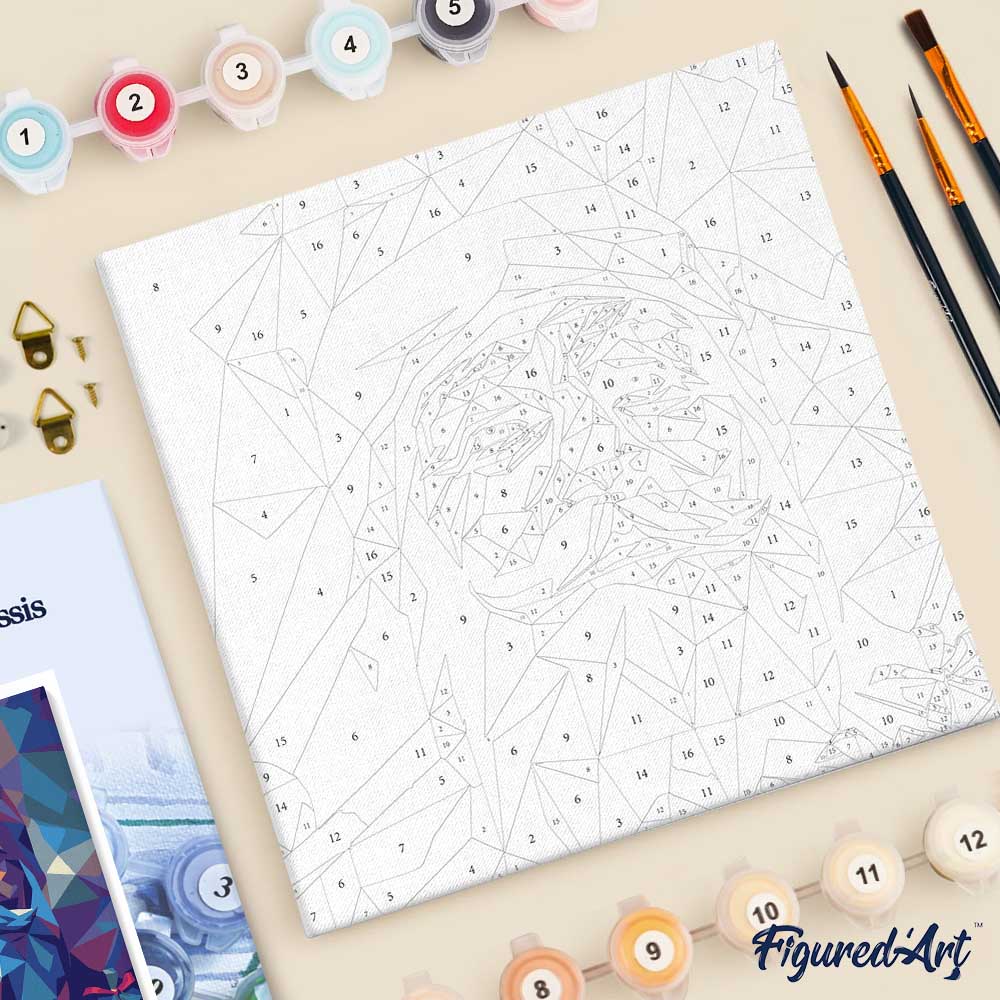 Mini Malen nach Zahlen mit Rahmen 20x20cm Polygonaler Weihnachtsmann