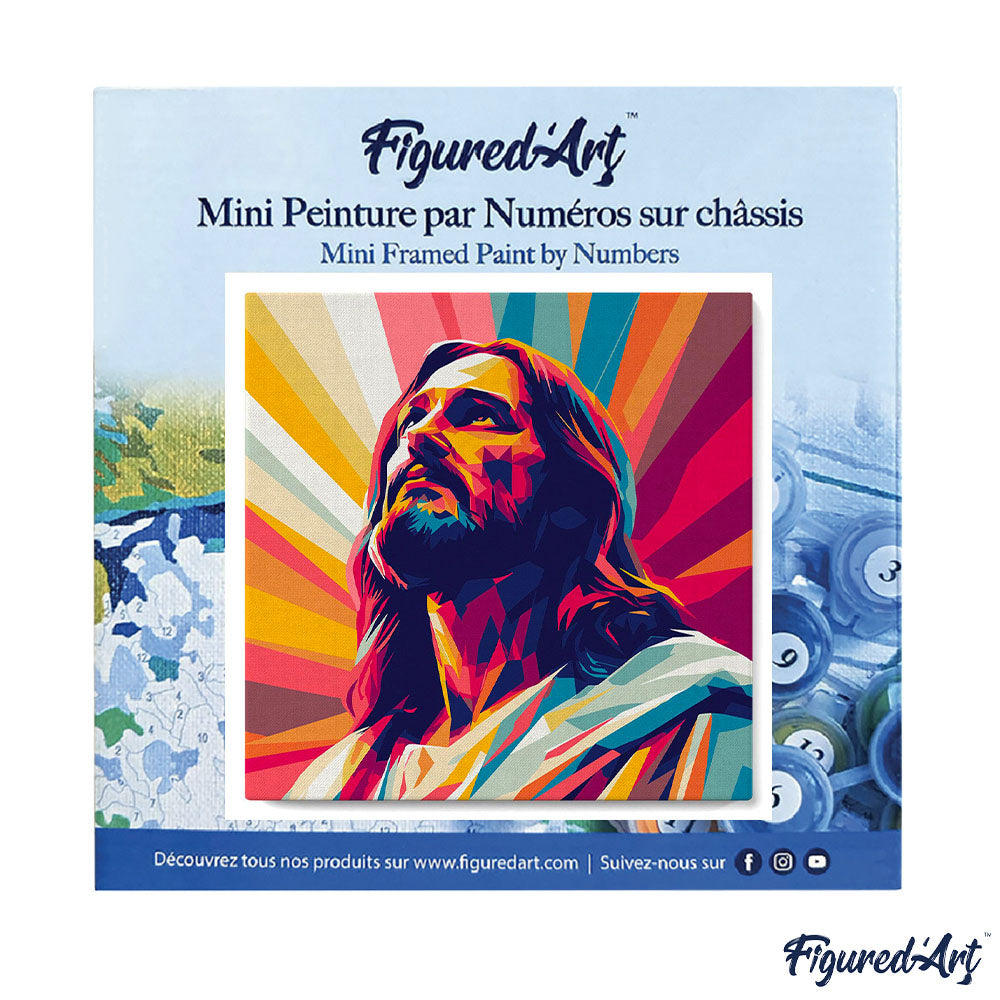 Mini Malen nach Zahlen mit Rahmen 20x20cm Strahlender Jesus - Kidis Art