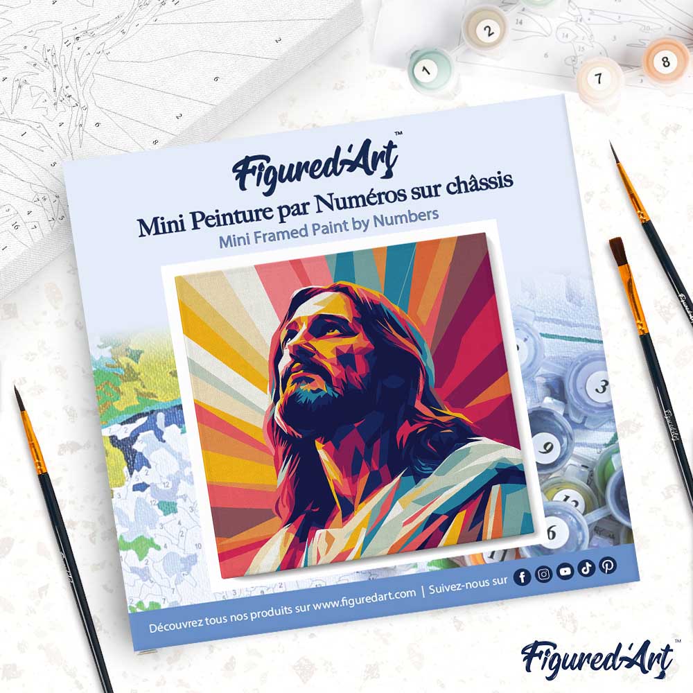 Mini Malen nach Zahlen mit Rahmen 20x20cm Strahlender Jesus - Kidis Art
