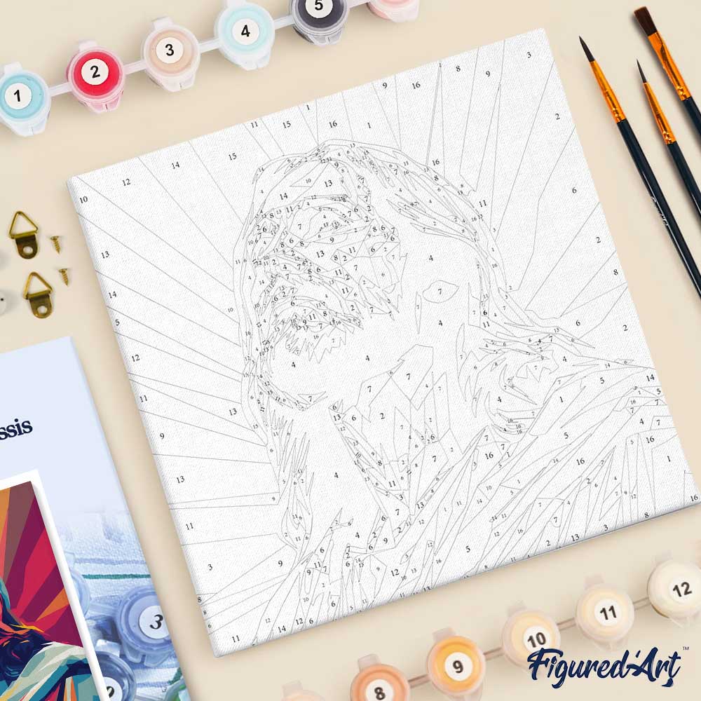 Mini Malen nach Zahlen mit Rahmen 20x20cm Strahlender Jesus