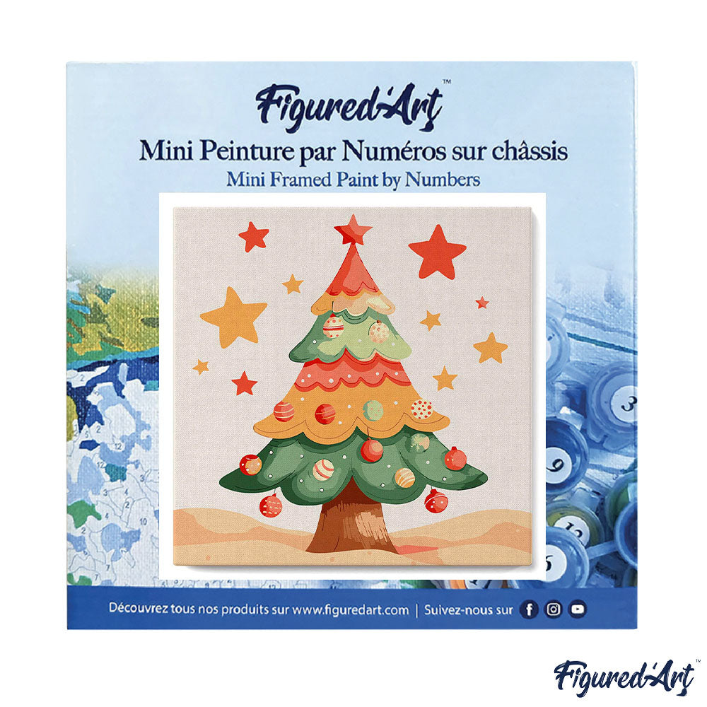 Mini Malen nach Zahlen mit Rahmen 20x20cm Schöner Weihnachtsbaum - Kidis Art