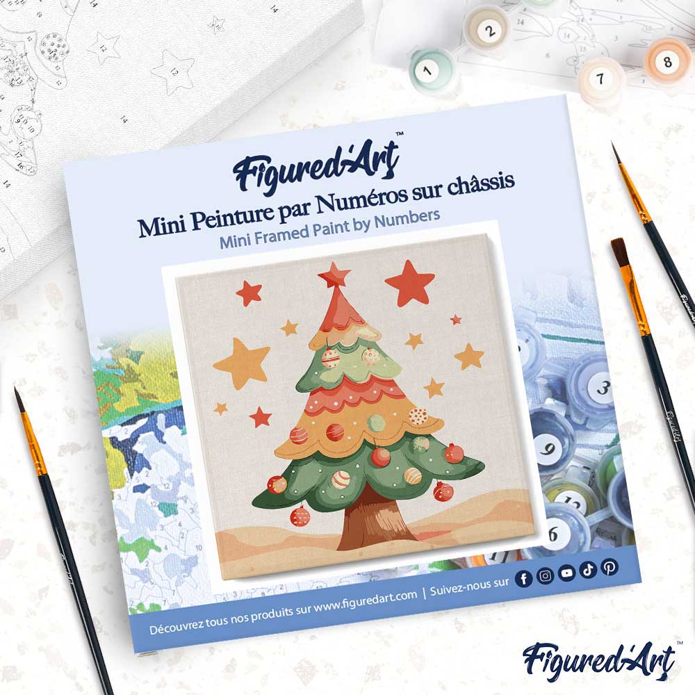Mini Malen nach Zahlen mit Rahmen 20x20cm Schöner Weihnachtsbaum