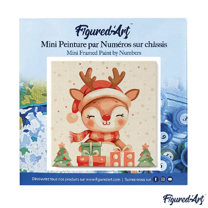 Mini Malen nach Zahlen mit Rahmen 20x20cm Festliches Rentier