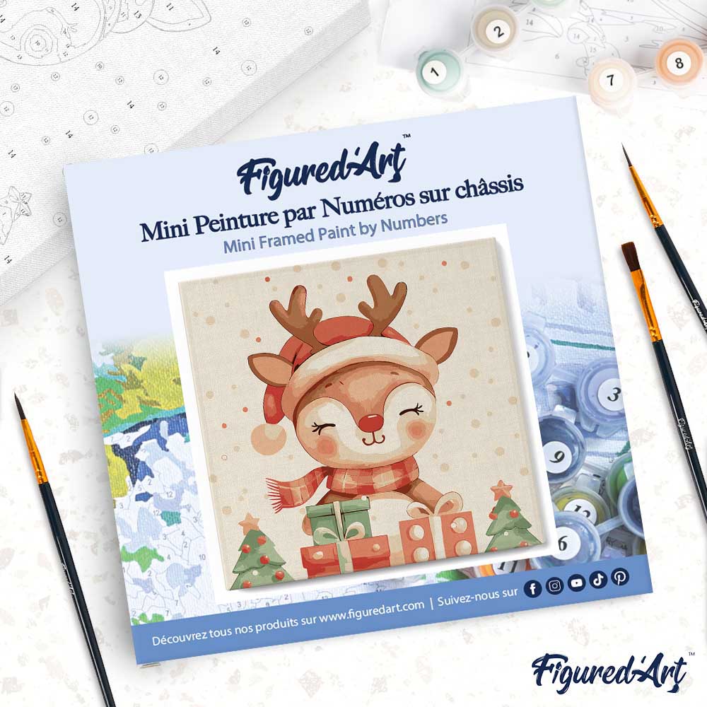 Mini Malen nach Zahlen mit Rahmen 20x20cm Festliches Rentier