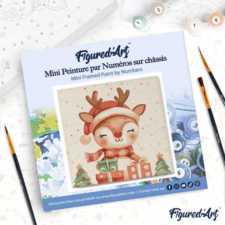 Mini Malen nach Zahlen mit Rahmen 20x20cm Festliches Rentier