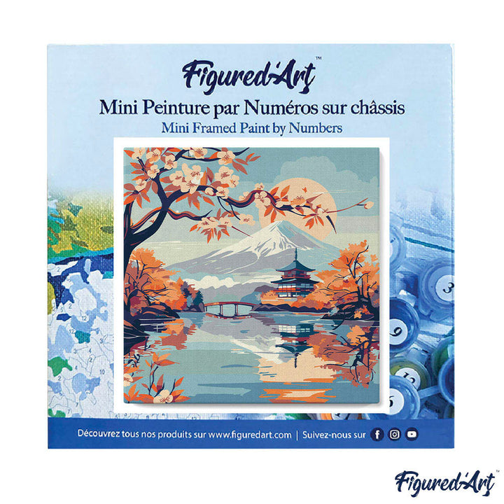 Mini Malen nach Zahlen mit Rahmen 20x20cm See und Berg Fuji
