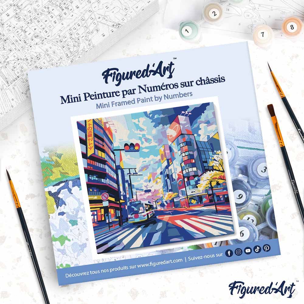 Mini Malen nach Zahlen mit Rahmen 20x20cm Shibuya Pop Art