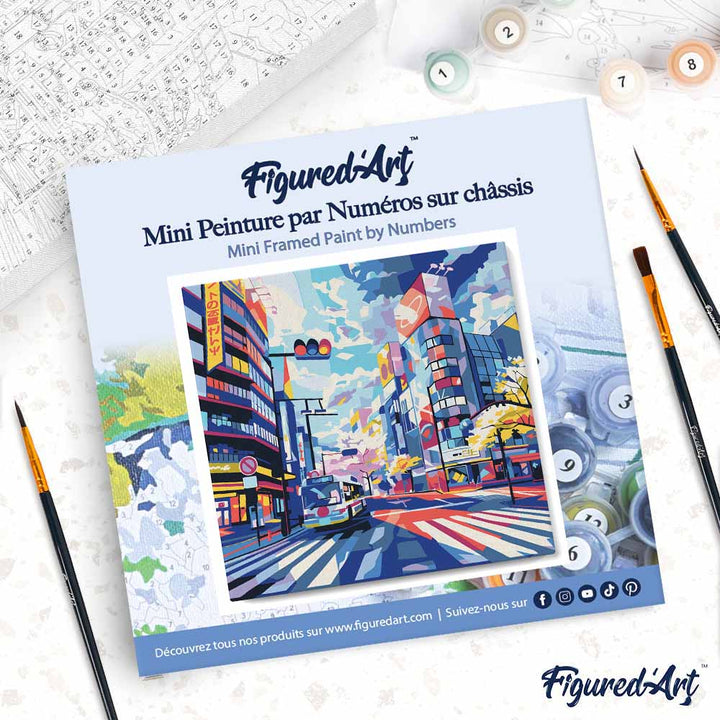 Mini Malen nach Zahlen mit Rahmen 20x20cm Shibuya Pop Art
