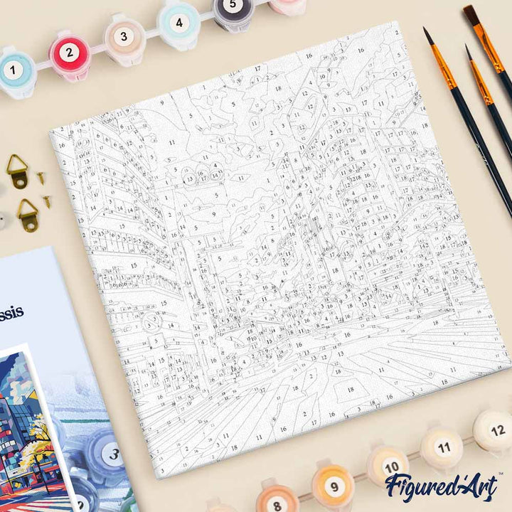 Mini Malen nach Zahlen mit Rahmen 20x20cm Shibuya Pop Art