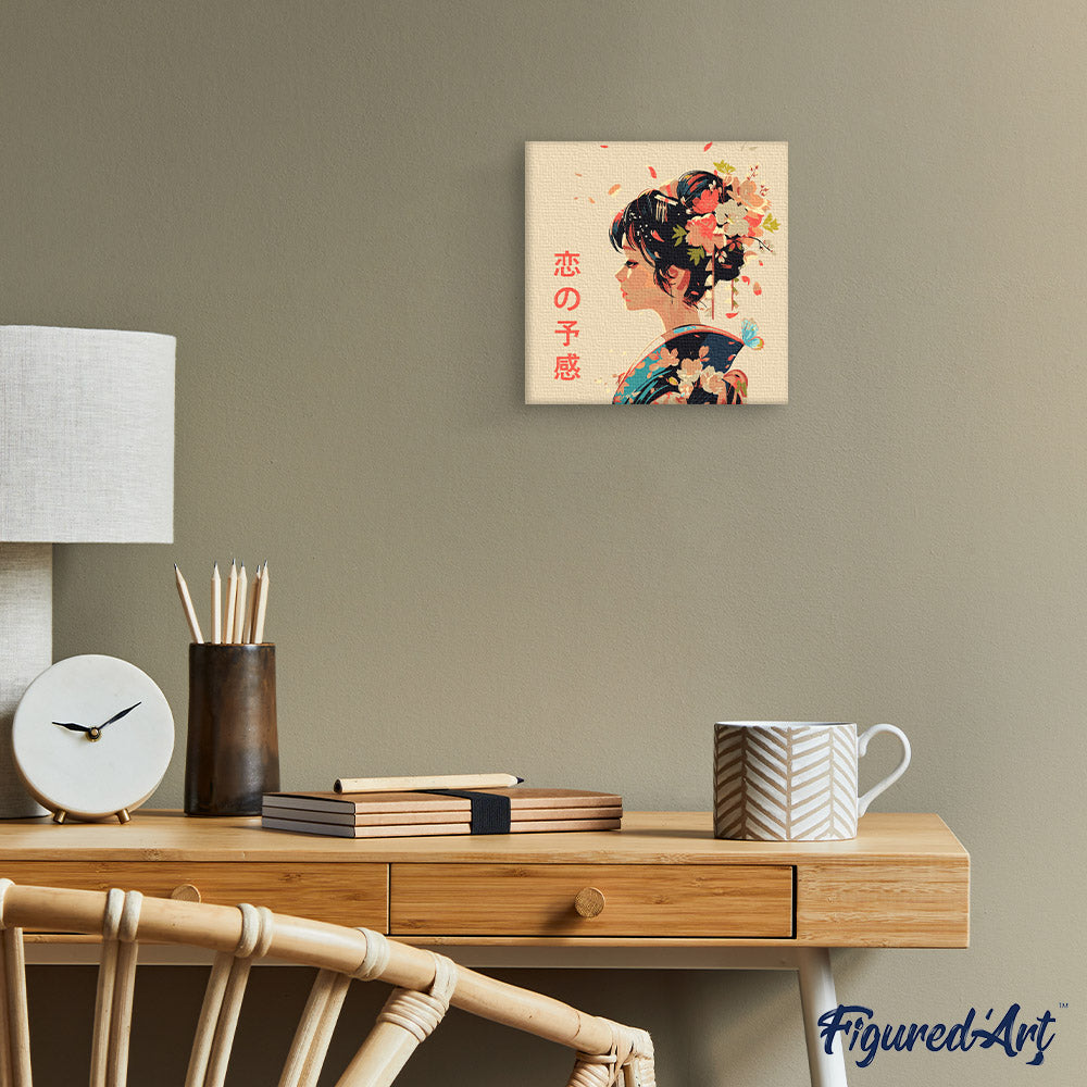 Mini Malen nach Zahlen mit Rahmen 20x20cm Liebe auf japanische Art - Kidis Art