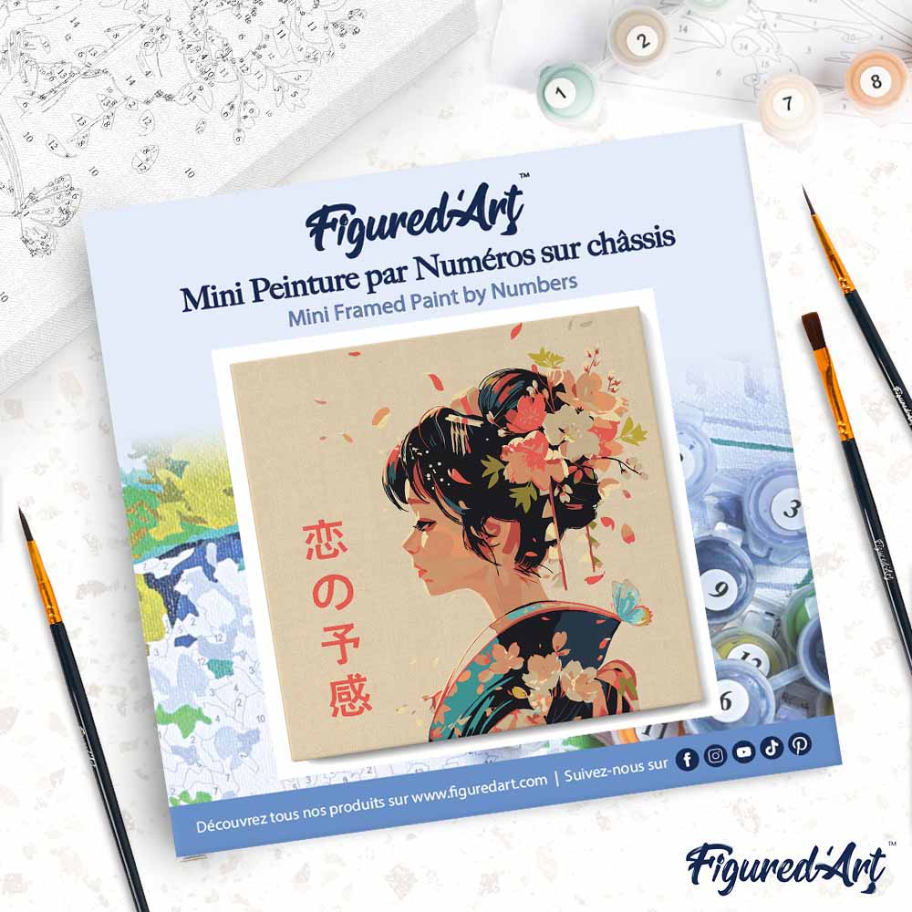 Mini Malen nach Zahlen mit Rahmen 20x20cm Liebe auf japanische Art