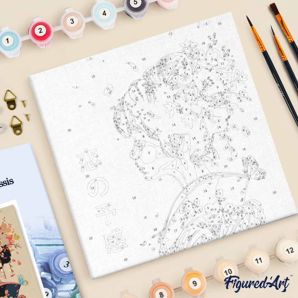 Mini Malen nach Zahlen mit Rahmen 20x20cm Liebe auf japanische Art