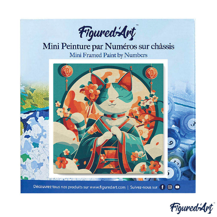 Mini Malen nach Zahlen mit Rahmen 20x20cm Japanische Prinzessinnenkatze