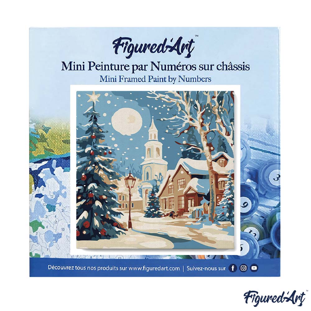 Mini Malen nach Zahlen mit Rahmen 20x20cm Verschneite Weihnachtsstraße