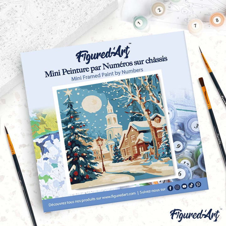 Mini Malen nach Zahlen mit Rahmen 20x20cm Verschneite Weihnachtsstraße