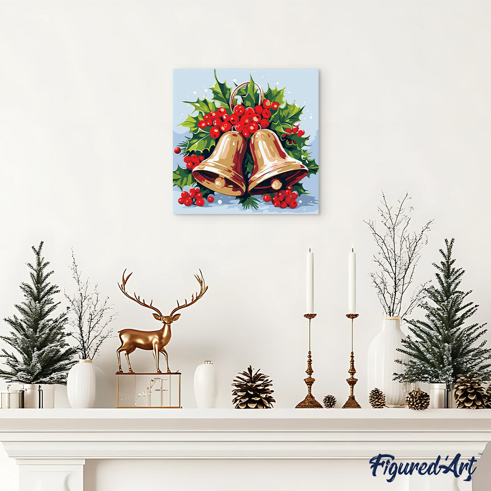 Mini Malen nach Zahlen mit Rahmen 20x20cm Weihnachtsglocken - Kidis Art