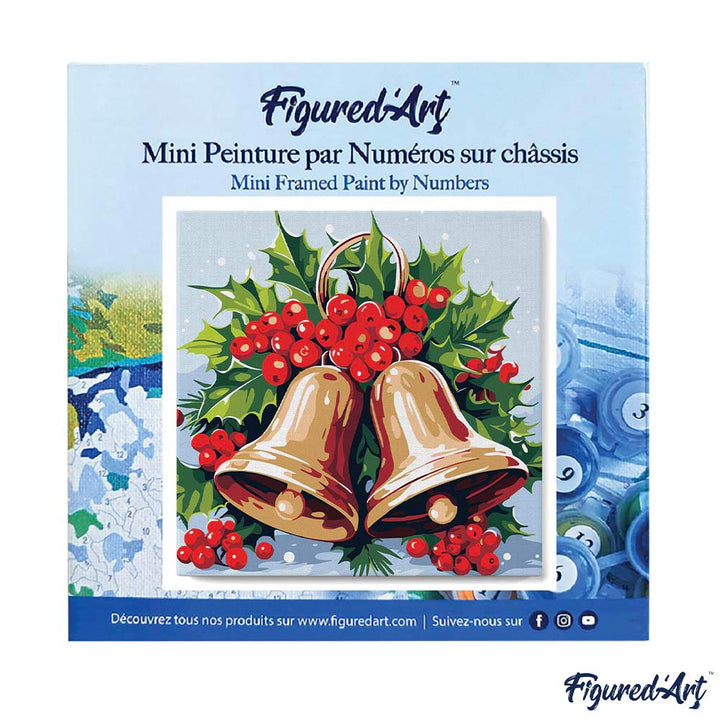 Mini Malen nach Zahlen mit Rahmen 20x20cm Weihnachtsglocken