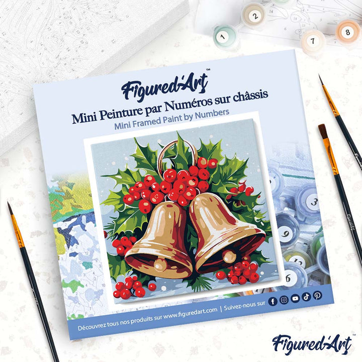 Mini Malen nach Zahlen mit Rahmen 20x20cm Weihnachtsglocken