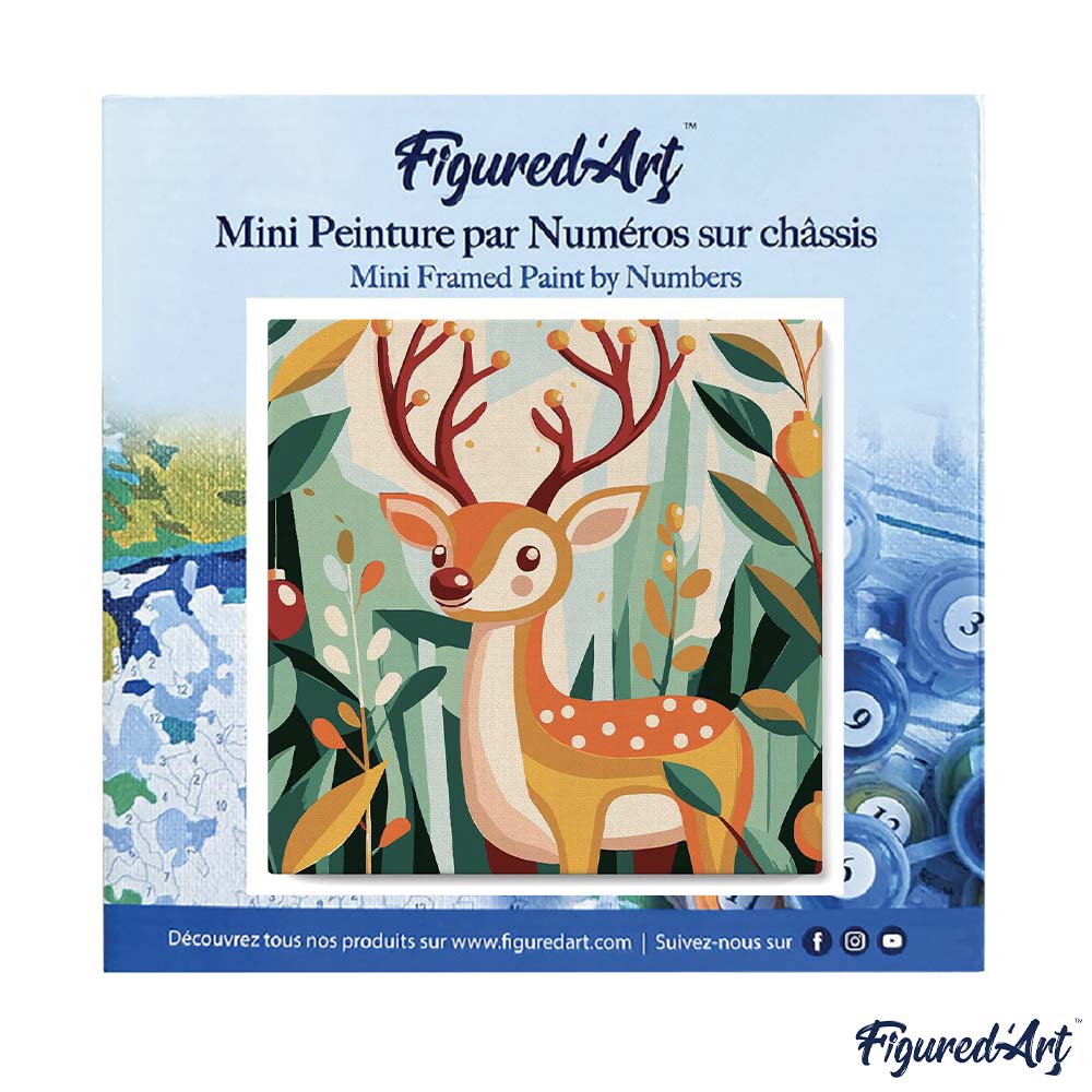 Mini Malen nach Zahlen mit Rahmen 20x20cm Goldenes Rentier 