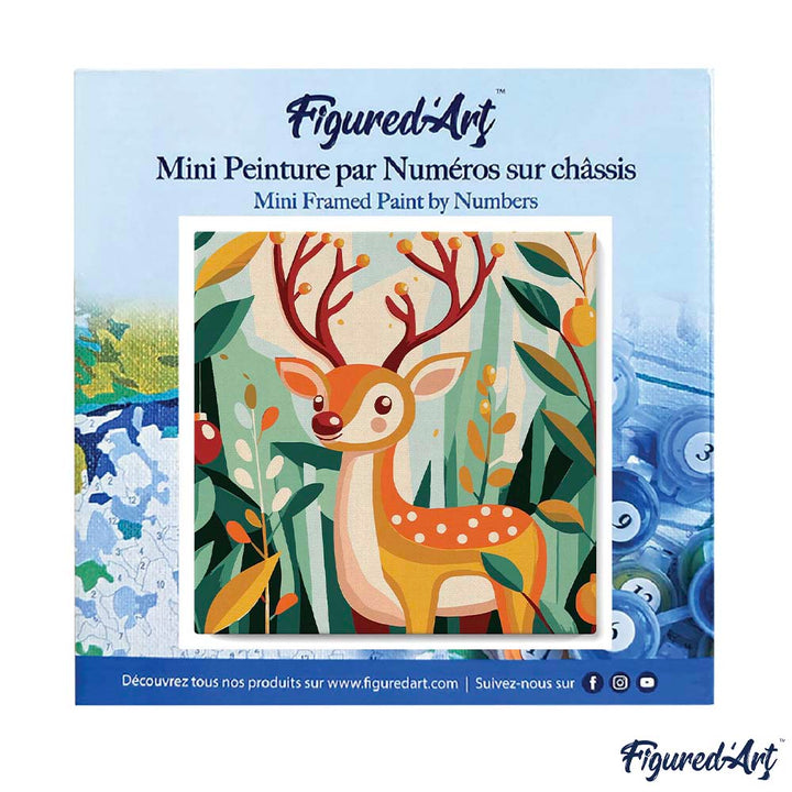 Mini Malen nach Zahlen mit Rahmen 20x20cm Goldenes Rentier 