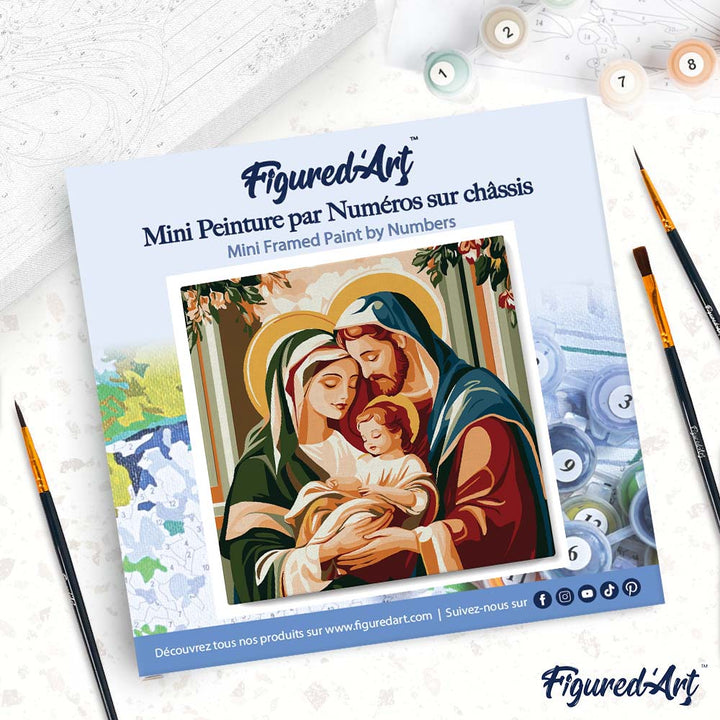 Mini Malen nach Zahlen mit Rahmen 20x20cm Heilige Familie