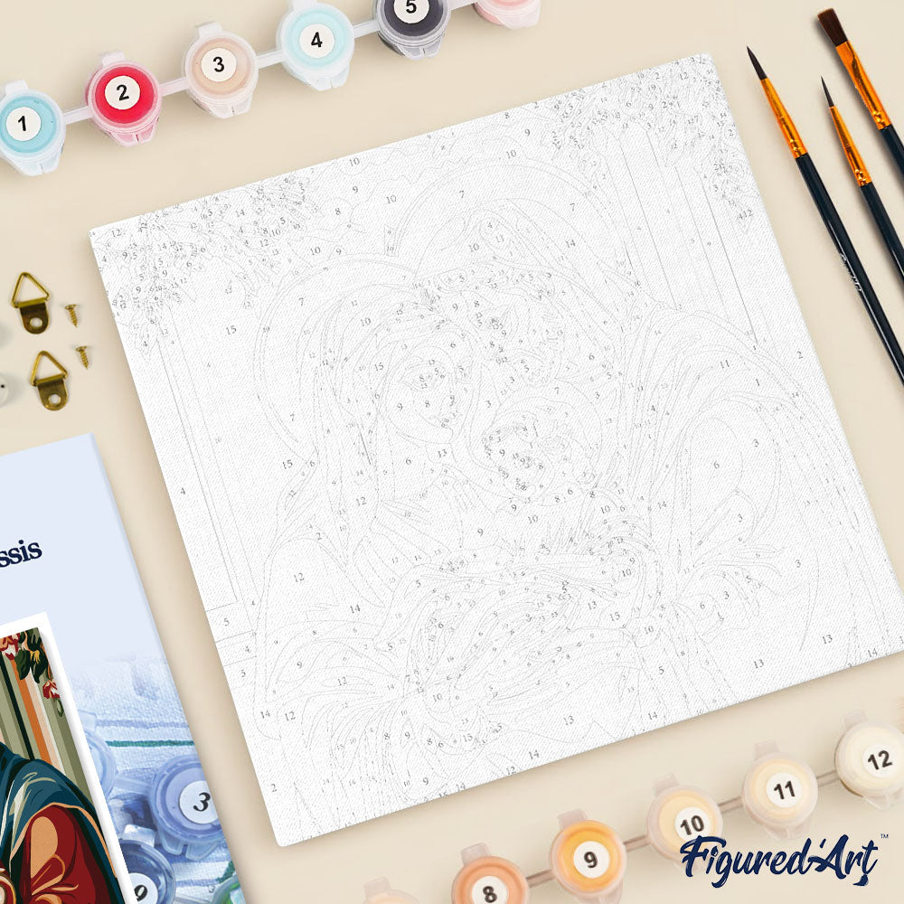 Mini Malen nach Zahlen mit Rahmen 20x20cm Heilige Familie