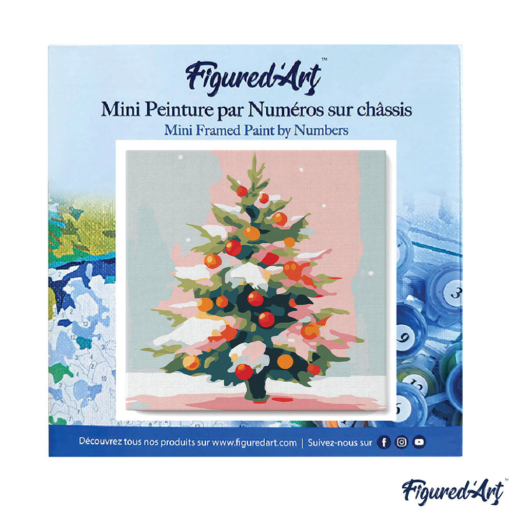 Mini Malen nach Zahlen mit Rahmen 20x20cm  Verschneiter Weihnachtsbaum - Kidis Art