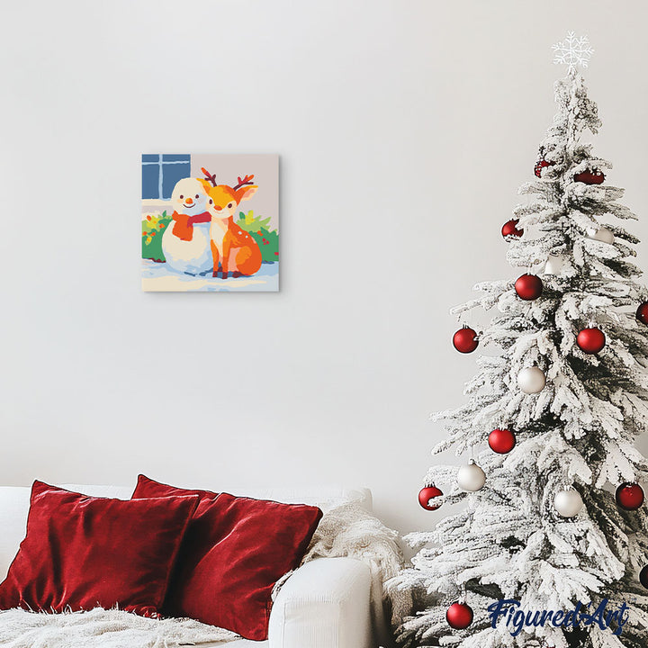 Mini Malen nach Zahlen mit Rahmen 20x20cm Festliche Freunde