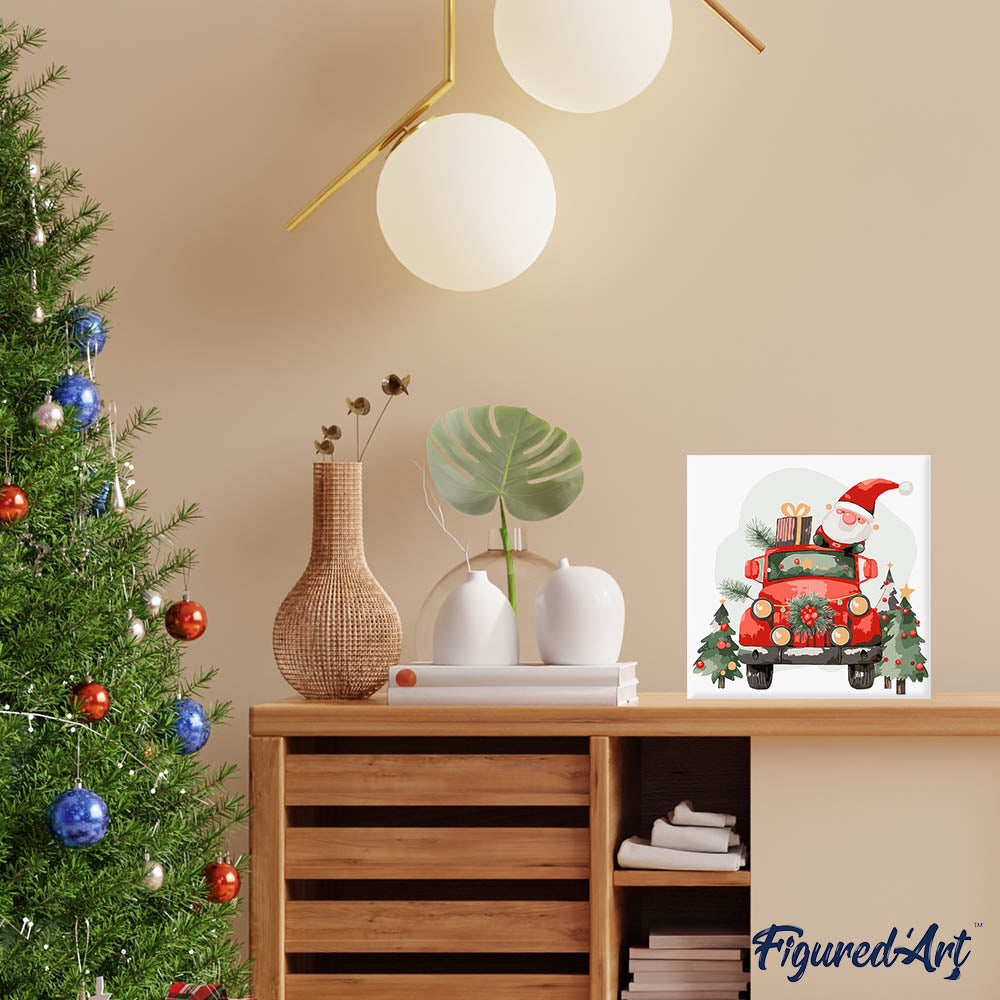 Mini Malen nach Zahlen mit Rahmen 20x20cm Weihnachtsmann-LKW - Kidis Art