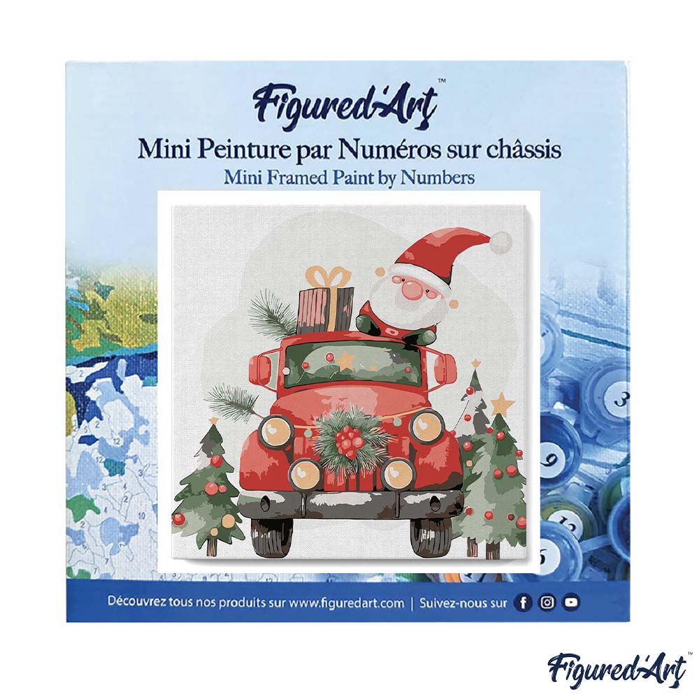Mini Malen nach Zahlen mit Rahmen 20x20cm Weihnachtsmann-LKW