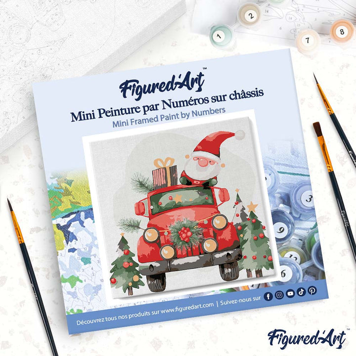 Mini Malen nach Zahlen mit Rahmen 20x20cm Weihnachtsmann-LKW