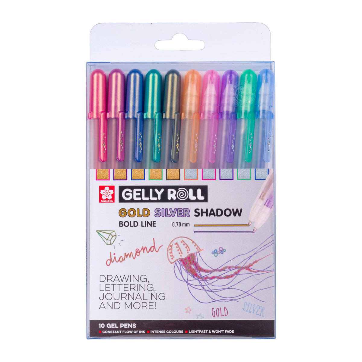 Sakura Gelly Roll Gold & Silver Shadow Set | 10 Farben - Kidis Art